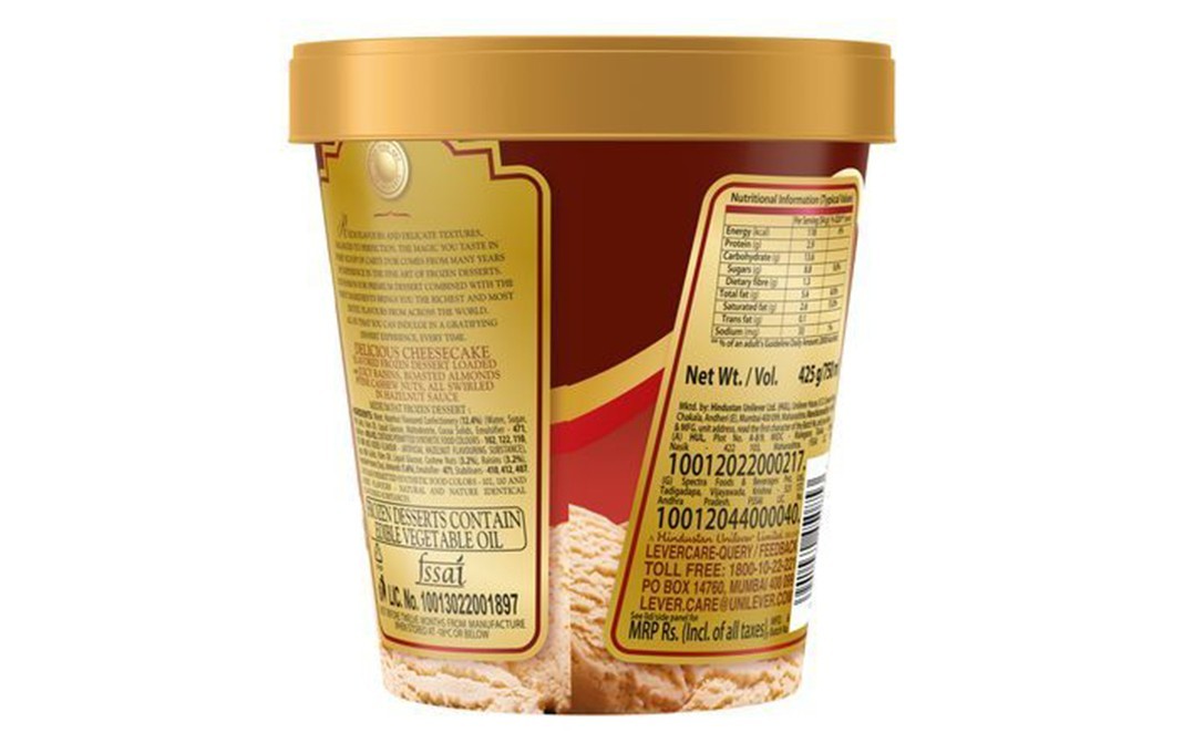 Kwality Walls Fruit & Nut Carte D'or    Cup  750 millilitre